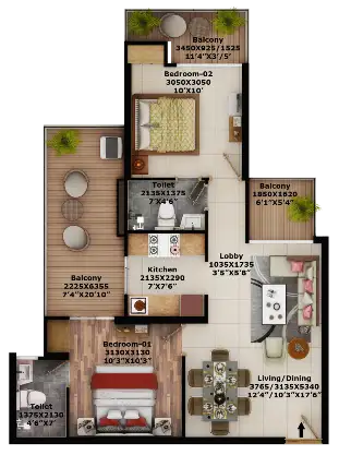 1 BHK floor plan – The Rivulet